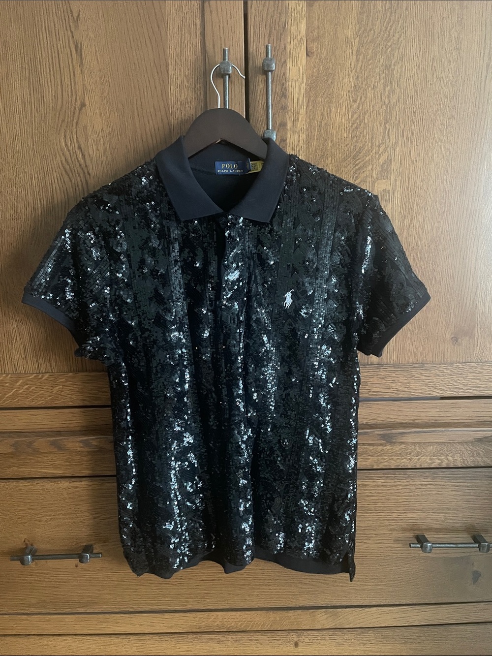 Polo by Ralph Lauren Black Polo Shirt with Gold Logo Label